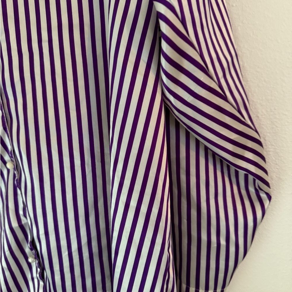 Vintage Victoria’s Secret Pajamas Night Dress Top M/l  Purple Stripes  Satin - Picture 3 of 9